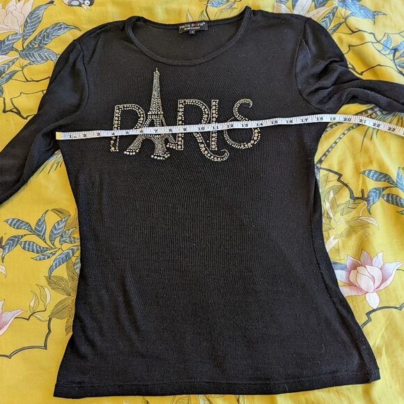 hello Paris Eiffel tower rhinestone black light knit sweater sz 4 euc - Picture 4 of 4